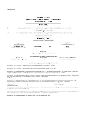 Thumbnail Sonos
 10-K Annual Report 2020