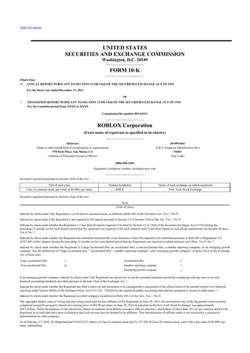 Thumbnail Roblox 10-K Annual Report 2021