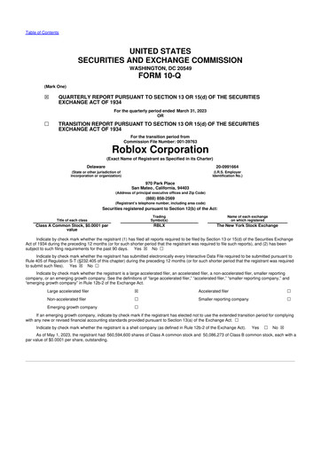 Vorschaubild Roblox 10-Q Quartalsbericht 2023 