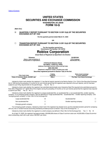 Vorschaubild Roblox 10-Q Quartalsbericht 2025 