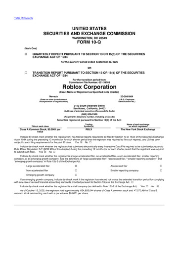 Vorschaubild Roblox 10-Q Quartalsbericht 2025 