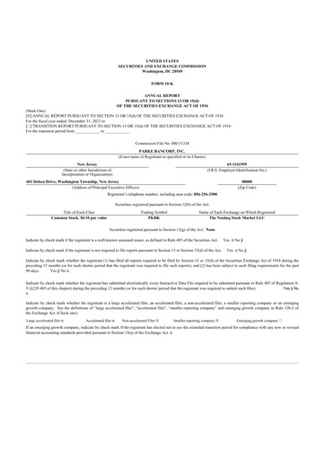 Thumbnail Parke Bancorp 10-K Annual Report 2023