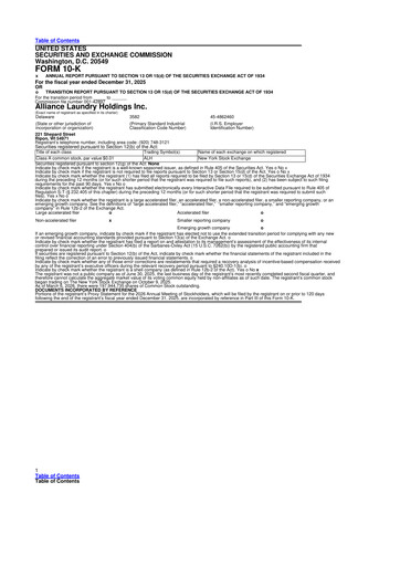 Thumbnail Alliance Laundry Holdings 10-K Annual Report 2025