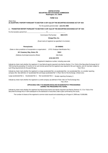Thumbnail Omega Flex 10-Q Quarterly Report FY 