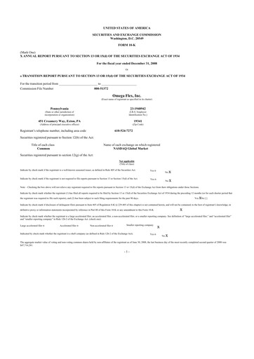 Thumbnail Omega Flex 10-K Annual Report 