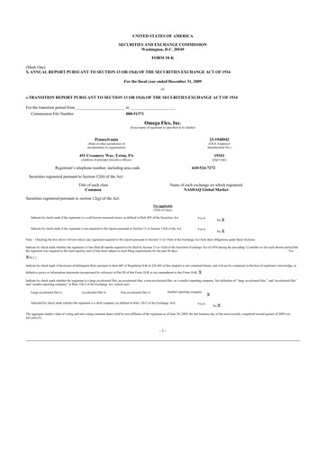 Thumbnail Omega Flex 10-K Annual Report 