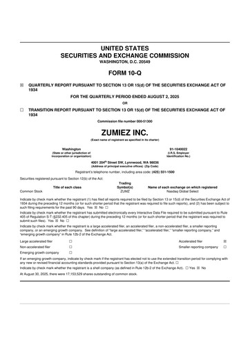 Thumbnail Zumiez 10-Q Quarterly Report FY2025 