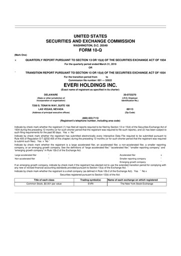 Thumbnail Everi Holdings
 10-Q Quarterly Report FY2019 