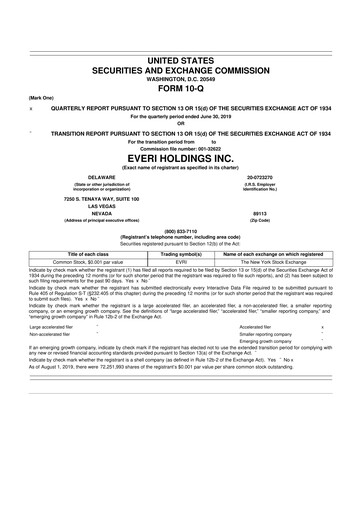 Thumbnail Everi Holdings
 10-Q Quarterly Report FY2019 