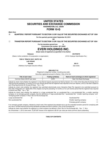 Thumbnail Everi Holdings
 10-Q Quarterly Report FY2019 