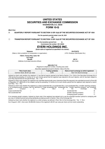 Thumbnail Everi Holdings
 10-Q Quarterly Report FY2021 