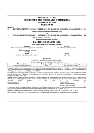 Thumbnail Everi Holdings
 10-Q Quarterly Report FY2023 
