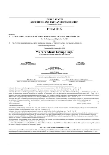 Thumbnail Warner Music Group
 10-K Annual Report 2020