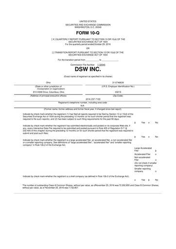 Vorschaubild Designer Brands
 10-Q Quartalsbericht 2016 