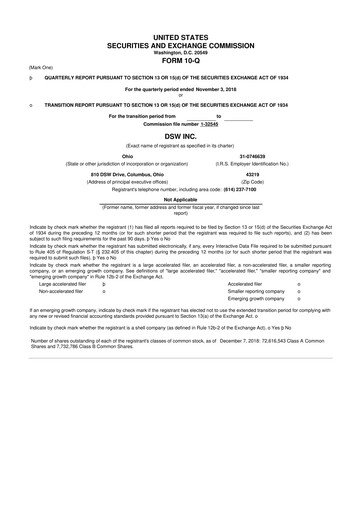 Vorschaubild Designer Brands
 10-Q Quartalsbericht 2018 