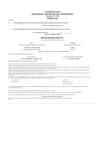 Vorschaubild Designer Brands
 10-K Jahresbericht 2018