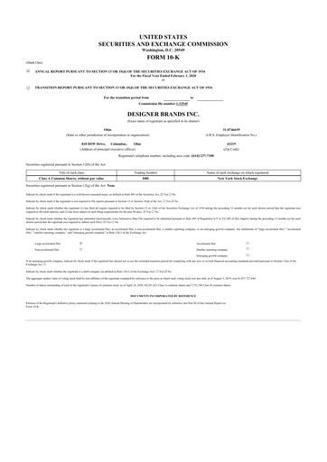 Vorschaubild Designer Brands
 10-K Jahresbericht 2019