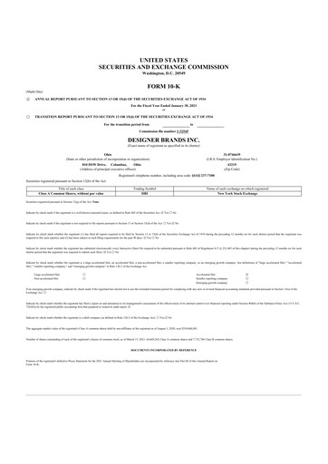 Vorschaubild Designer Brands
 10-K Jahresbericht 2020