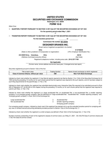 Vorschaubild Designer Brands
 10-Q Quartalsbericht 2021 