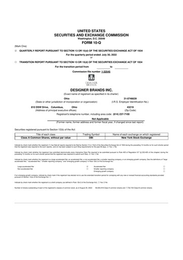 Vorschaubild Designer Brands
 10-Q Quartalsbericht 2022 