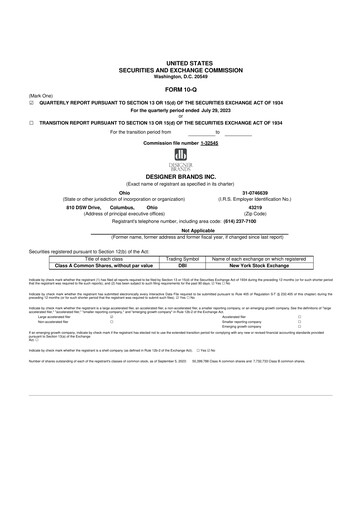 Vorschaubild Designer Brands
 10-Q Quartalsbericht 2023 