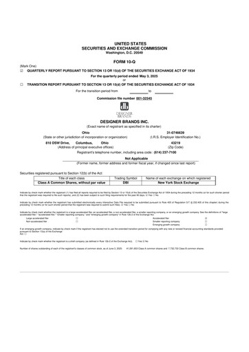 Vorschaubild Designer Brands
 10-Q Quartalsbericht 2025 