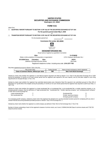Thumbnail Designer Brands
 10-Q Quarterly Report FY2026 