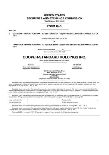Thumbnail Cooper Standard 10-Q Quarterly Report FY2014 
