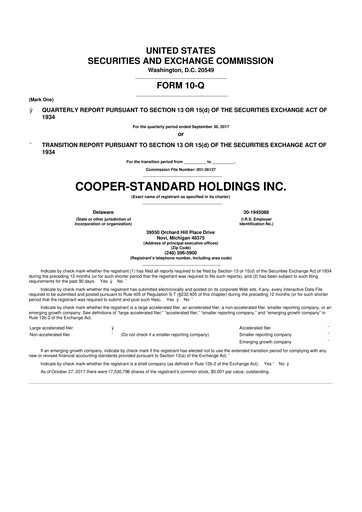 Thumbnail Cooper Standard 10-Q Quarterly Report FY2017 