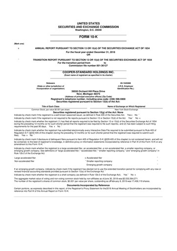 Thumbnail Cooper Standard 10-K Annual Report 2018