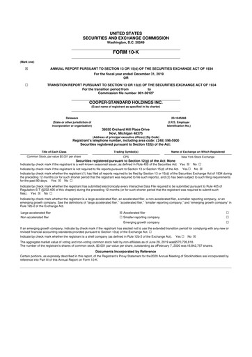 Thumbnail Cooper Standard 10-K Annual Report 2019