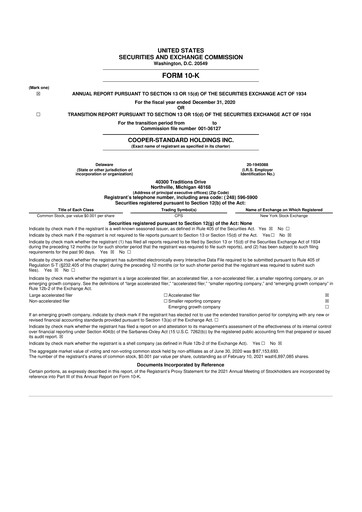 Thumbnail Cooper Standard 10-K Annual Report 2020