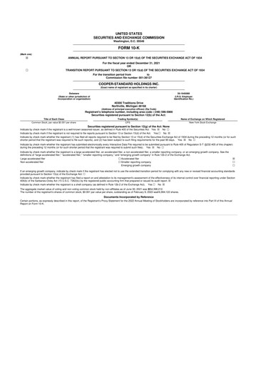 Thumbnail Cooper Standard 10-K Annual Report 2021