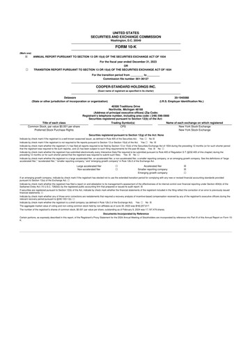 Thumbnail Cooper Standard 10-K Annual Report 2023