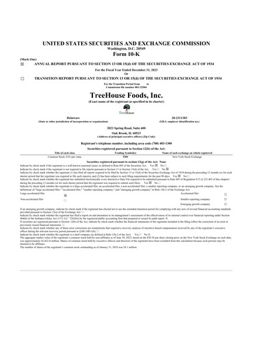 Thumbnail TreeHouse Foods
 10-K Annual Report 2023