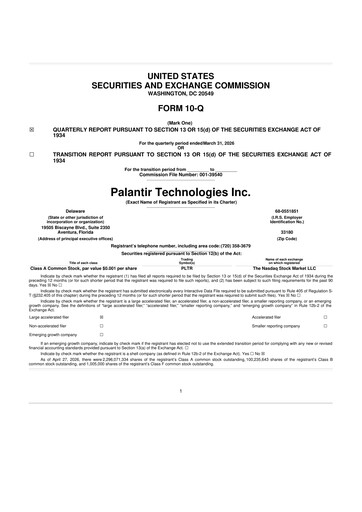 Vorschaubild Palantir 10-Q Quartalsbericht  