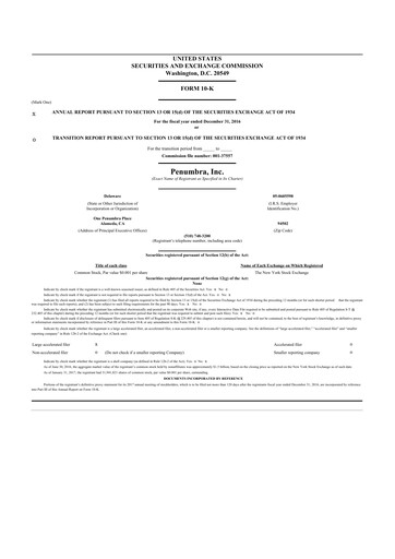 Thumbnail Penumbra 10-K Annual Report 2016