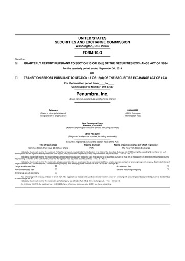 Thumbnail Penumbra 10-Q Quarterly Report FY2019 