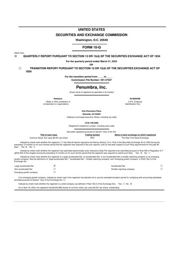 Thumbnail Penumbra 10-Q Quarterly Report FY2023 