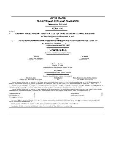 Thumbnail Penumbra 10-Q Quarterly Report FY2023 