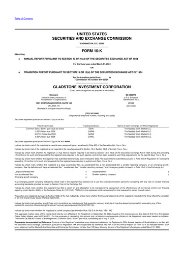 Thumbnail Gladstone Investment 10-K Annual Report 2024