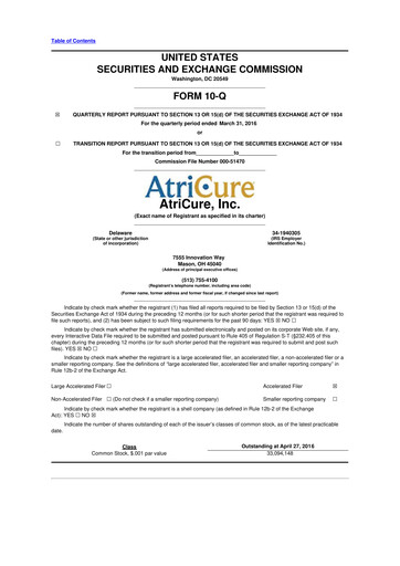 Miniature AtriCure 10-Q Rapport trimestriel 2016 