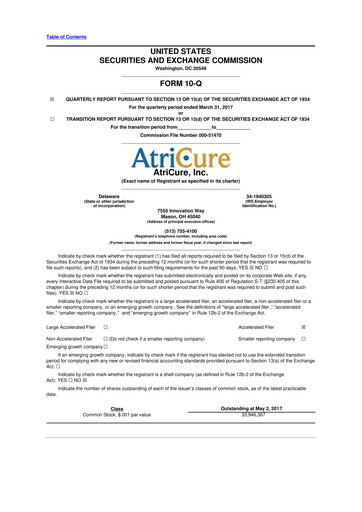 Miniature AtriCure 10-Q Rapport trimestriel 2017 