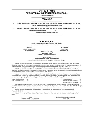 Miniature AtriCure 10-Q Rapport trimestriel 2018 