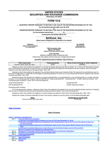 Miniature AtriCure 10-Q Rapport trimestriel 2019 