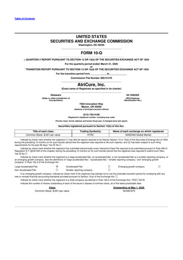 Thumbnail AtriCure 10-Q Quarterly Report FY 
