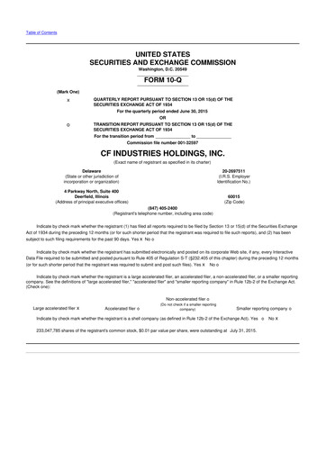 Thumbnail CF Industries
 10-Q Quarterly Report FY2015 