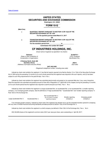 Thumbnail CF Industries
 10-Q Quarterly Report FY2017 