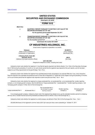 Thumbnail CF Industries
 10-Q Quarterly Report FY2017 