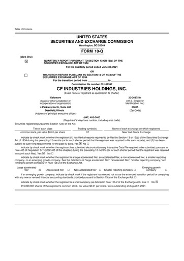 Thumbnail CF Industries
 10-Q Quarterly Report FY2021 